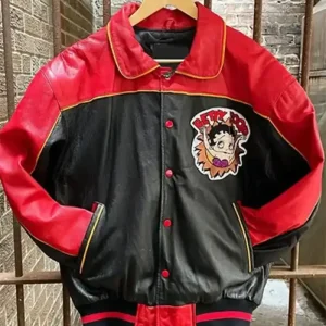 90s Betty Boop Red And Black Leather Jacket