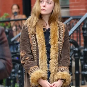 A Complete Unknown Elle Fanning Brown Jacket