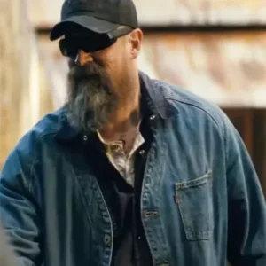 A Working Man 2025 David Harbour Blue Denim Jacket