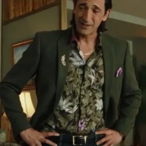 Adrien Brody Poker Face 2023 Green Blazer