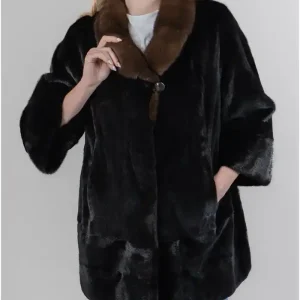 Anna Black Brown Mink Fur Coat