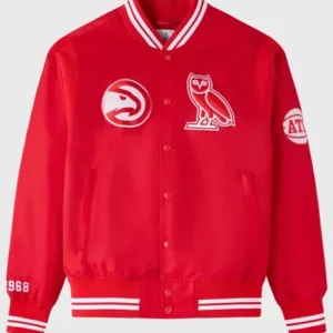 Atlanta Hawks OVO Red Varsity Jacket