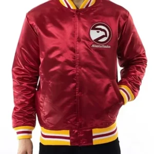 Atlanta Hawks Throwback Wordmark Red Varsity Jacket