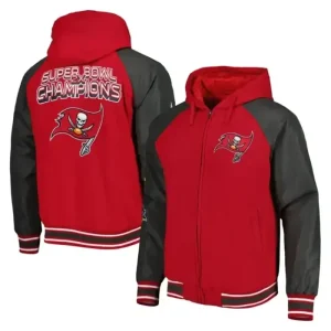 Bell Auer Tampa Bay Buccaneers Red Hooded Bomber Jacket