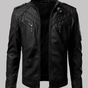Biker Jacket Black Slim Fit