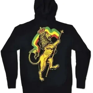 Bob Marley Crown Lion Judah Black Zip-Up Hoodie