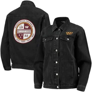 Boyd Block Washington Commanders Black Denim Jacket
