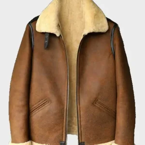 Brown B-3 Shearling Aviator Leather Jacket