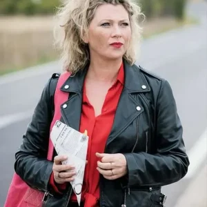 Candice Renoir Cécile Bois Black Biker Leather Jacket