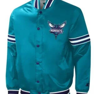Charlotte Hornets Slider Teal Blue Varsity Jacket