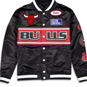 Chicago Bulls Rally Drive 2024 Black Varsity Jacket