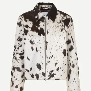 Cowhide Fur Leather Brown And White Jacket