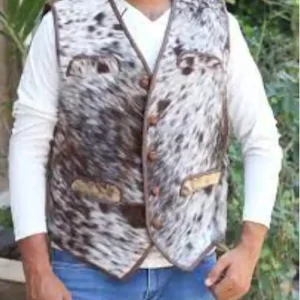 Cowhide Leather Fur Vest