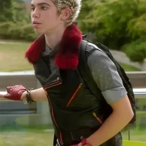 Descendants Carlos Red Fur Collar Leather Vest