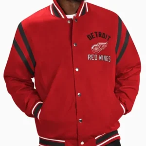 Detroit Red Wings Tailback Red Letterman Varsity Jacket