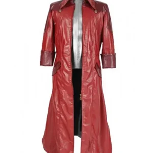 Devil May Cry 4 Dante Red Leather Hooded Trench Coat