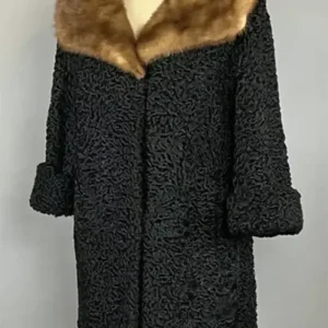 Evelyn Persian Lamb Coat with Mink Collar