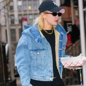 Gigi Hadid Hooded Blue Denim Jacket