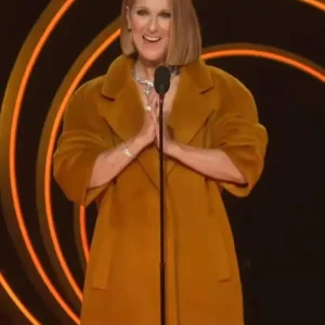 Grammy Awards Celine Dion Brown Coat
