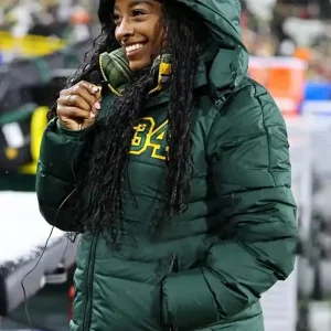 Green Bay Packers Simone Biles Green Puffer Coat