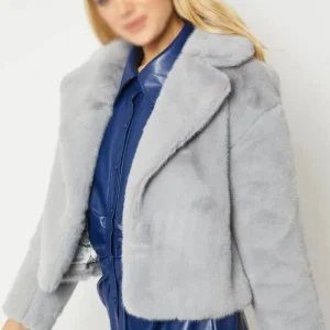 Grey Fur Cropped Coat