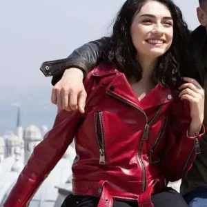 Hazar Ergüçlü The Protector Red Biker Leather Jacket