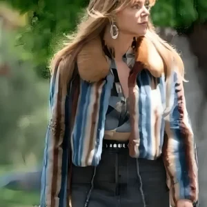 High Potential 2025 Kaitlin Olson Striped Fur Jacket