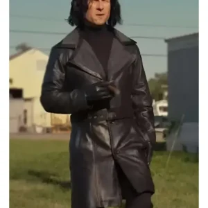 Hit Man 2024 Glen Powell Leather Black Coat