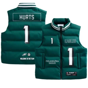 Jalen Hurts Philadelphia Eagles Off Season Player Green Puffer Vest
