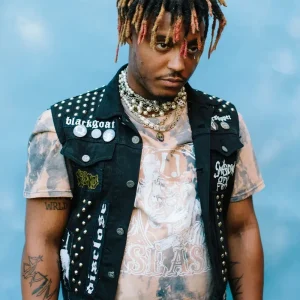 Juice Wrld Black Denim Vest With Studs