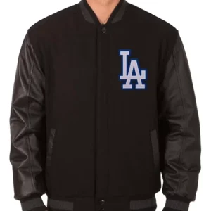 LA Dodgers Black Letterman Varsity Jacket