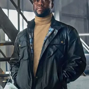 Lift 2024 Kevin Hart Black Leather Jacket
