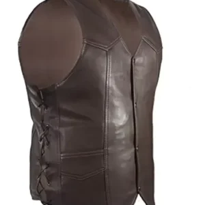 Men’s Dark Brown Motorcycle Leather Vest