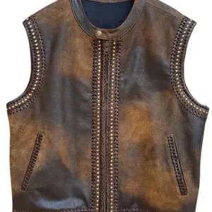 Men’s Distressed Brown Leather Vest