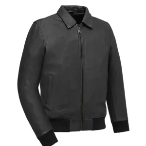 Moto Black Leather Bomber Jacket