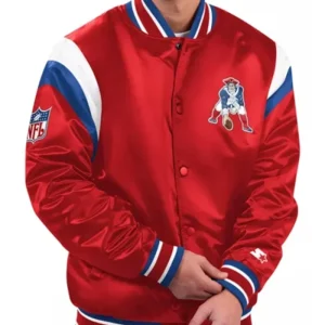New England Patriots Shutout Throwback Red Varsity Jacket