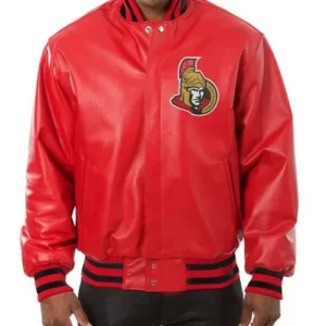 Ottawa Senators Red Leather Varsity Jacket
