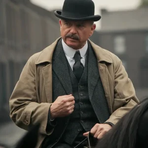 Peaky Blinders Inspector Chester Campbell Beige Cotton Trench Coat