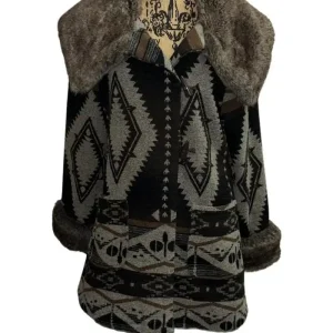 Penny Lane Aztec Print Fur Coat