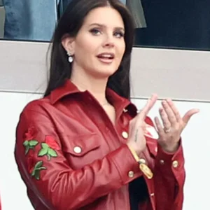 Super Bowl Lana Del Rey Red Leather Jacket