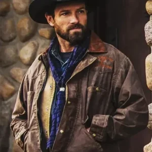 Yellowstone Ian Bohen Brown Distressed Field Leather Jacket
