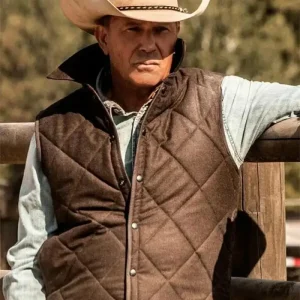 Yellowstone Kevin Costner Quilted Cotton Brown Vest
